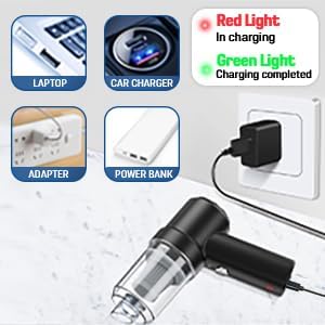 3-in-1 Portable Car Vacuum Cleaner with Blower | USB Rechargeable Wireless Handheld Car Vacuum Cleaner