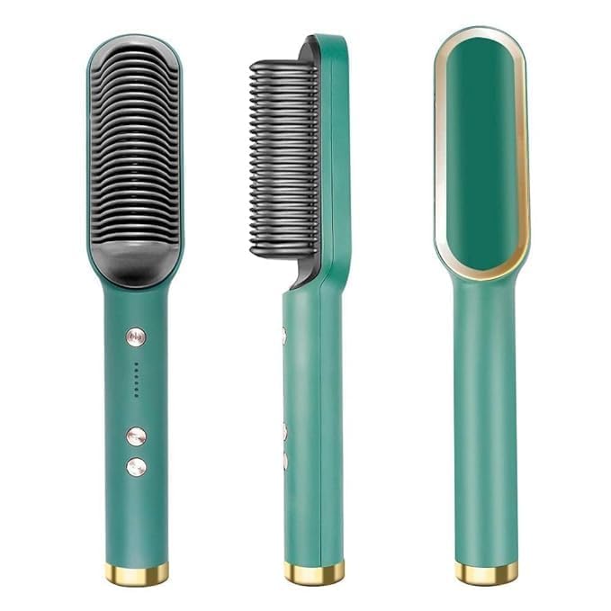 2-in-1 Ceramic Hair Straightening Brush for Women