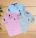 Cotton Matty Solid Half Sleeves Men's Polo Neck T-Shirt Pack Of 3