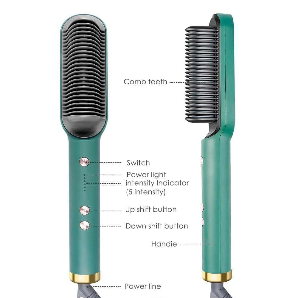 2-in-1 Ceramic Hair Straightening Brush for Women