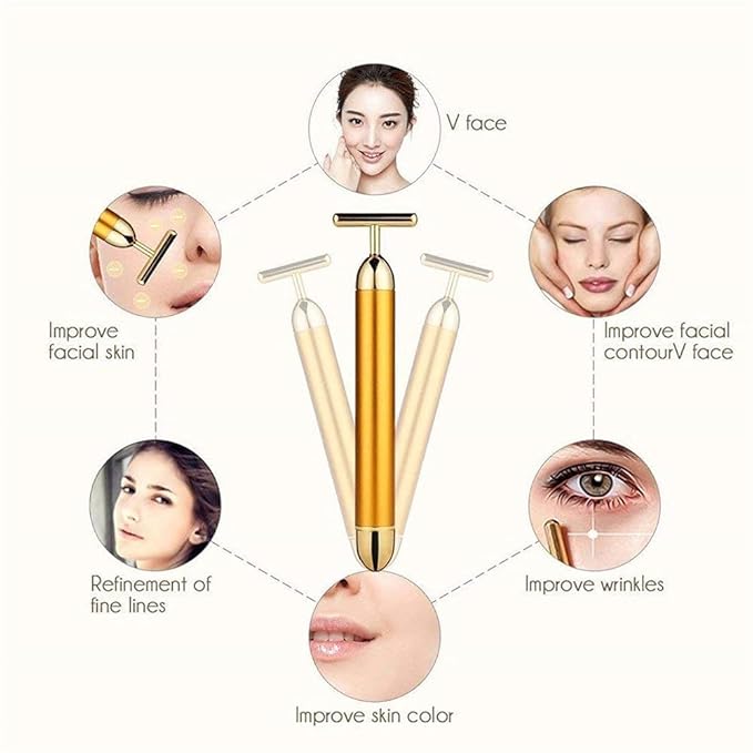 24K Gold Energy Beauty Bar Electric Vibration Facial Massager
