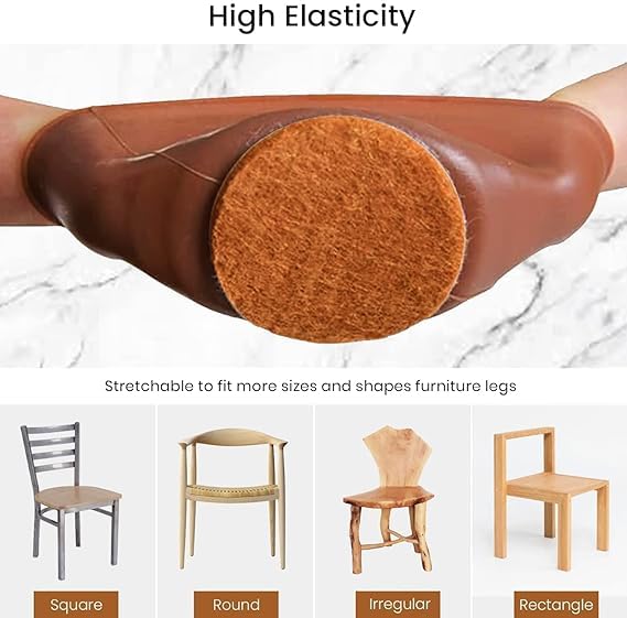 Silicone Chair Leg Caps with Soft Felt