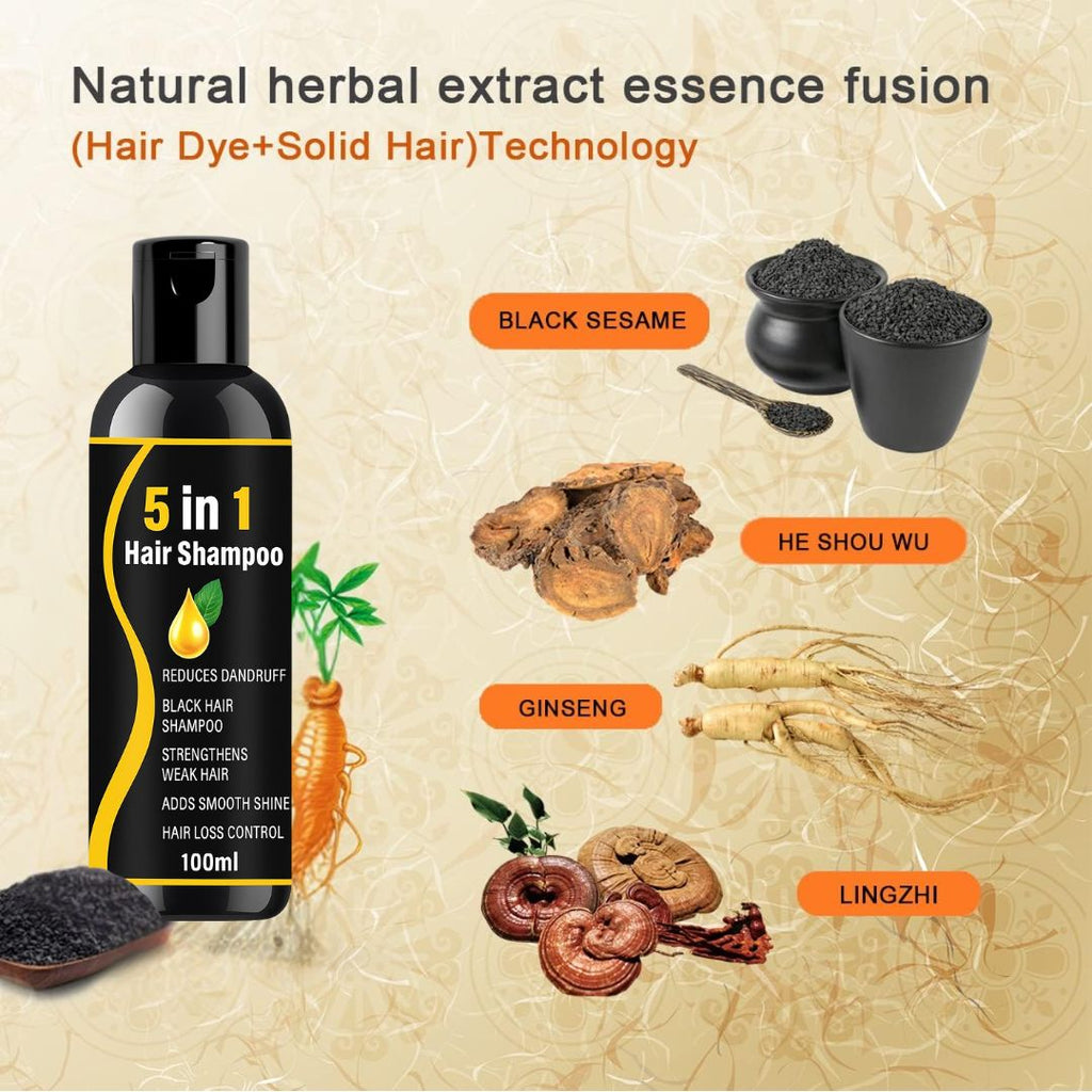 5 in 1 Herbal Hair Shampoo –combo pack 3  Black Hair, Dandruff-Free, Hair Fall Control & Shine Boost