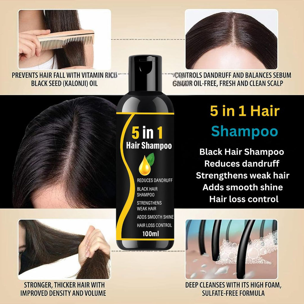 5 in 1 Herbal Hair Shampoo –combo pack 3  Black Hair, Dandruff-Free, Hair Fall Control & Shine Boost