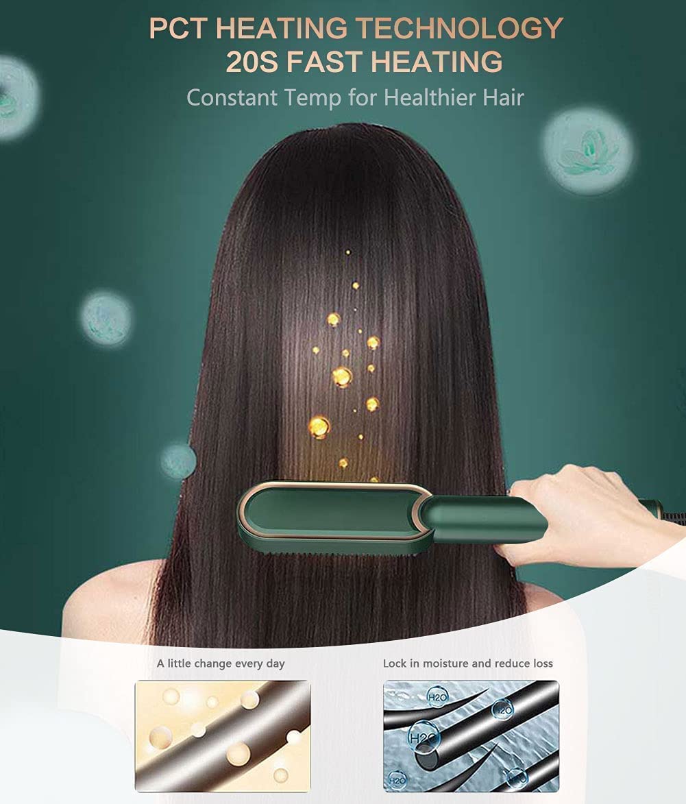2-in-1 Ceramic Hair Straightening Brush for Women