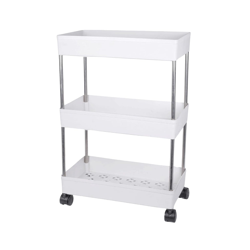 Kitchen Storage Trolley Rack (White; 3 Layer)