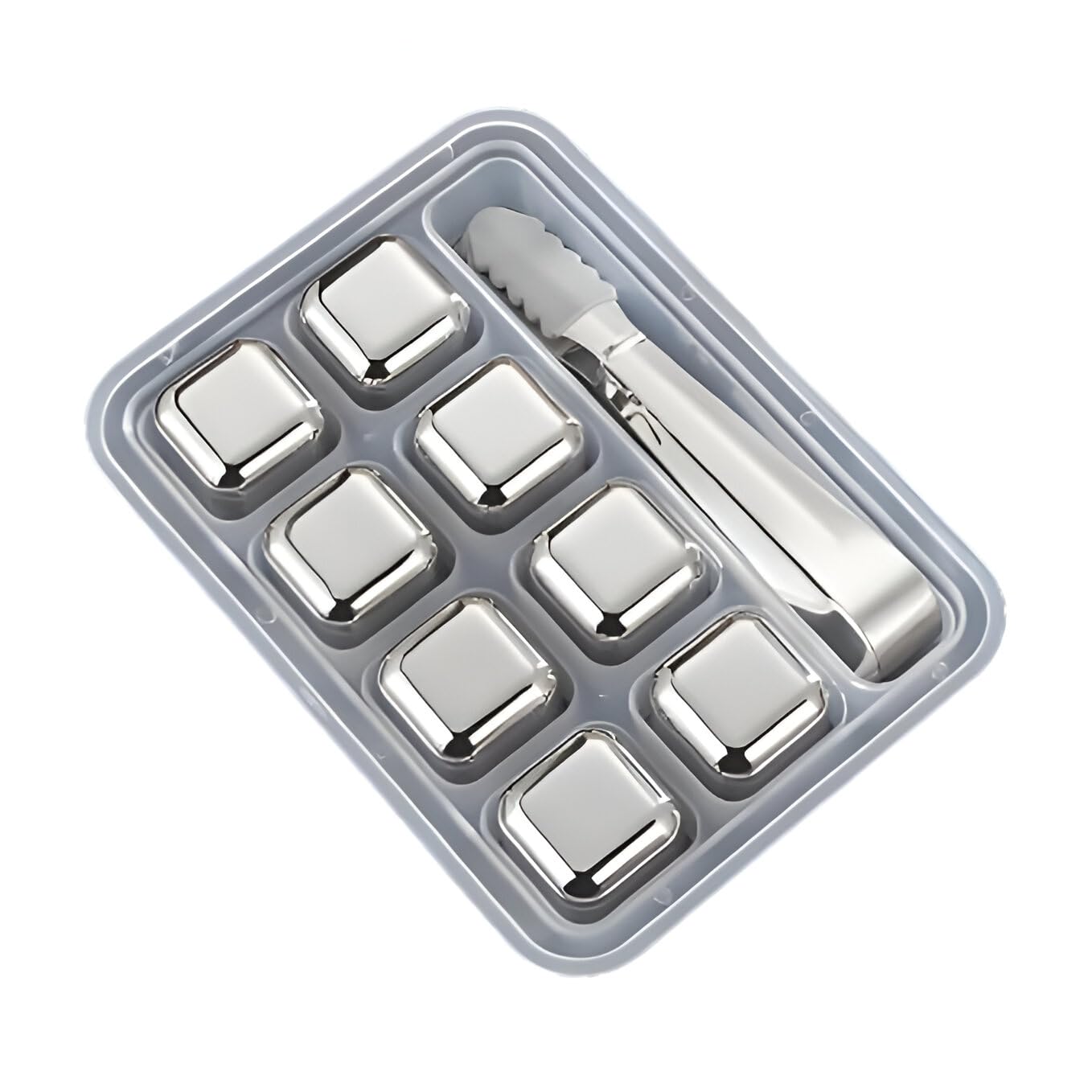 8-Pack Stainless Steel Whiskey Stones with Tongs & Storage Container