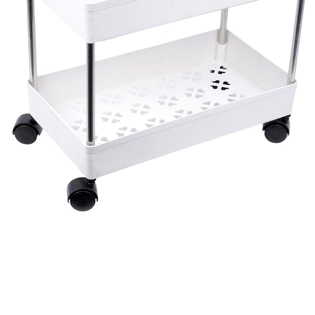 Kitchen Storage Trolley Rack (White; 3 Layer)