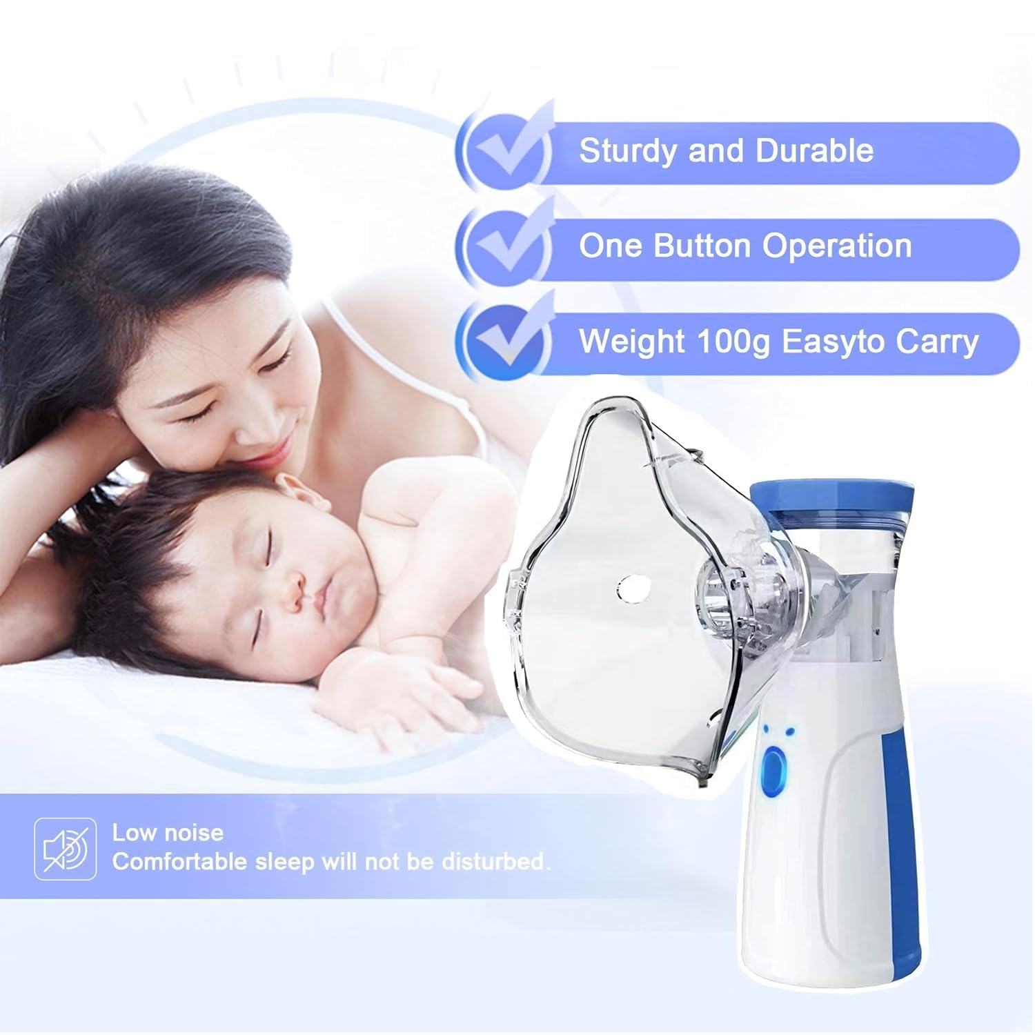 Portable Mesh Nebulizer, Silent and Compact Nebulizer Machine for Adult and Kids