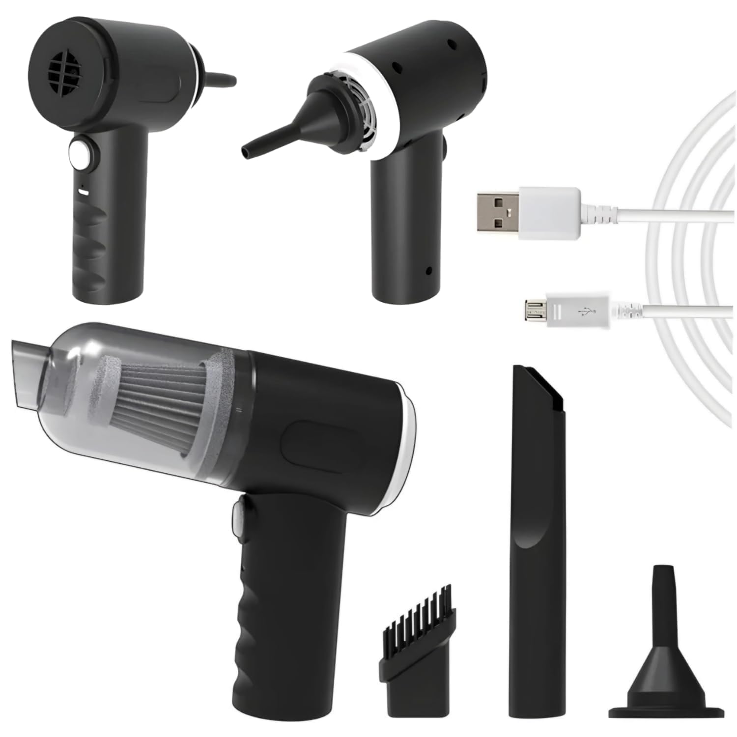 3-in-1 Portable Car Vacuum Cleaner with Blower | USB Rechargeable Wireless Handheld Car Vacuum Cleaner