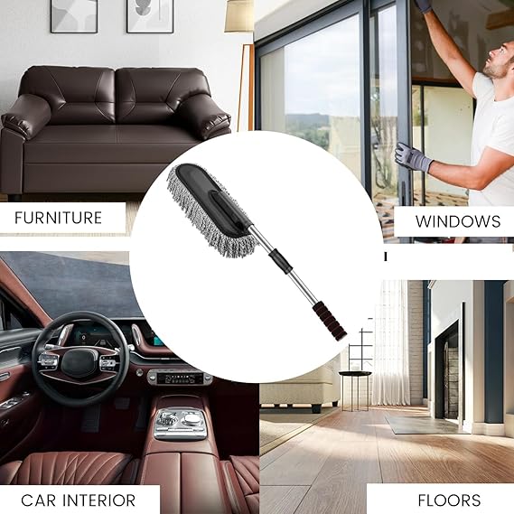 All-in-One Car Cleaning Kit – Pack of 8 | Microfiber Duster, Cloth, Brushes, Polish, Shampoo & Glass Cleaning Tablets