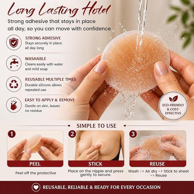 Reusable Nipple Covers for Women | Buy 1 Get 1 Free| (2 pair)