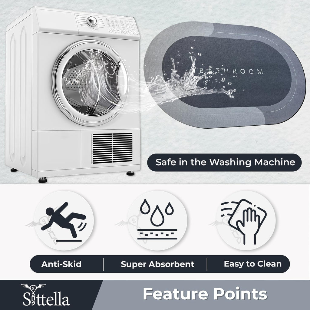 Bathroom Mat | Super Absorbent Soft Rubber Doormat for Bathroom, Home, Kitchen & Office | Fast-Dry Water Soaking Anti-Skid Rug