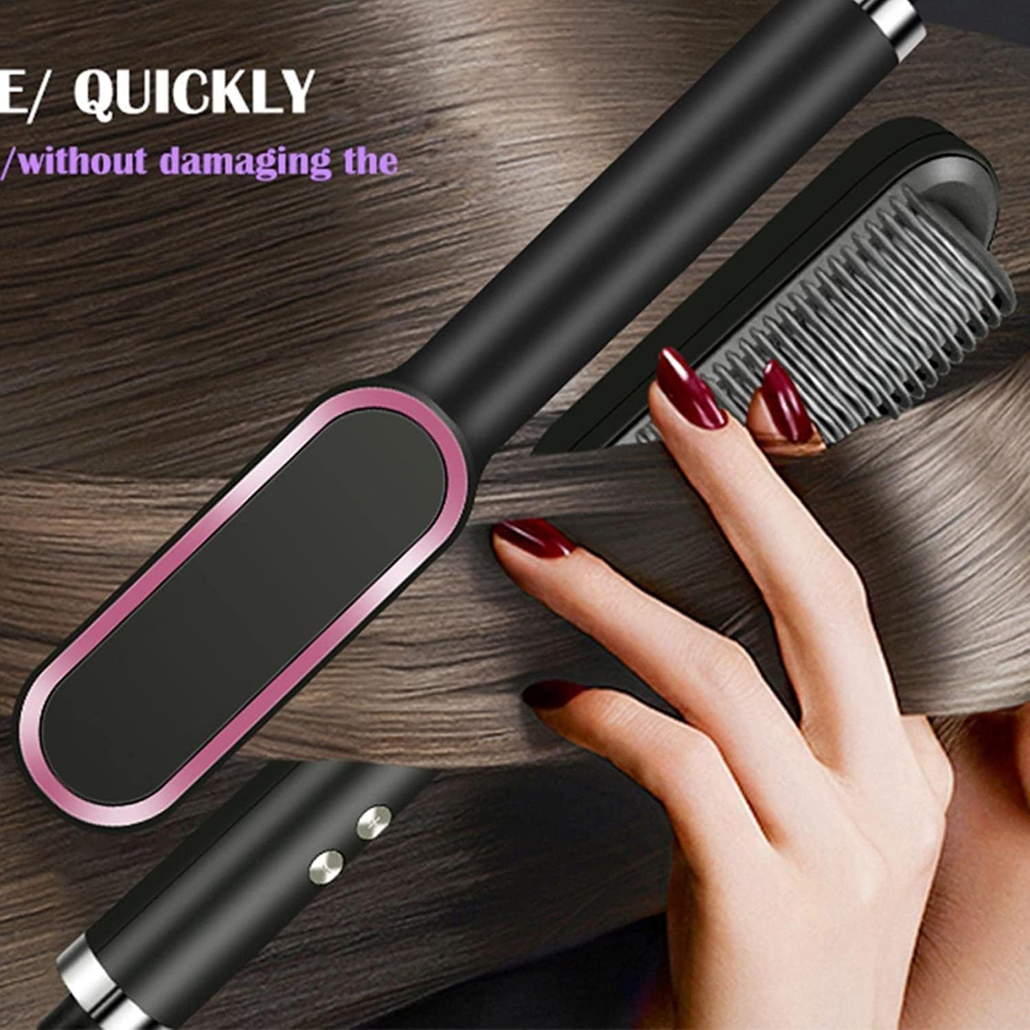 2-in-1 Ceramic Hair Straightening Brush for Women