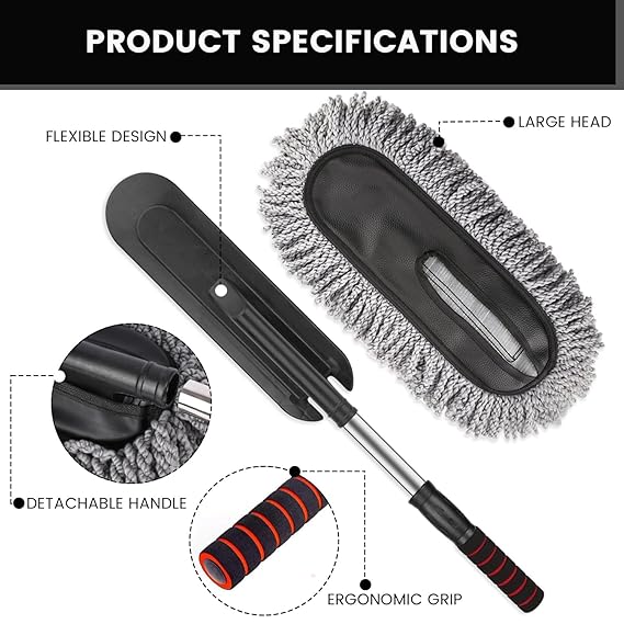 Car Duster – Extendable Long Handle Microfiber Exterior Scratch-Free Car Cleaning Tool