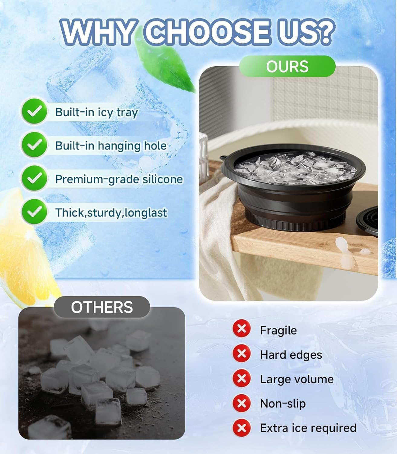 Silicone Face Bowl for Ice with Built-in Icetray