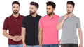 Cotton Blend Solid Half Sleeves Mens Polo Neck T-Shirt (Pack of 4)
