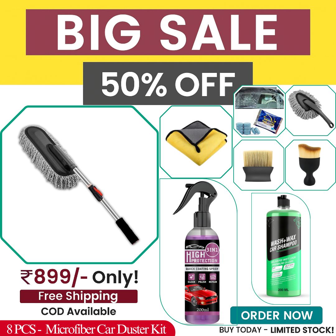 8-Piece Microfiber Car Cleaning Kit – Everything Your Car Needs!