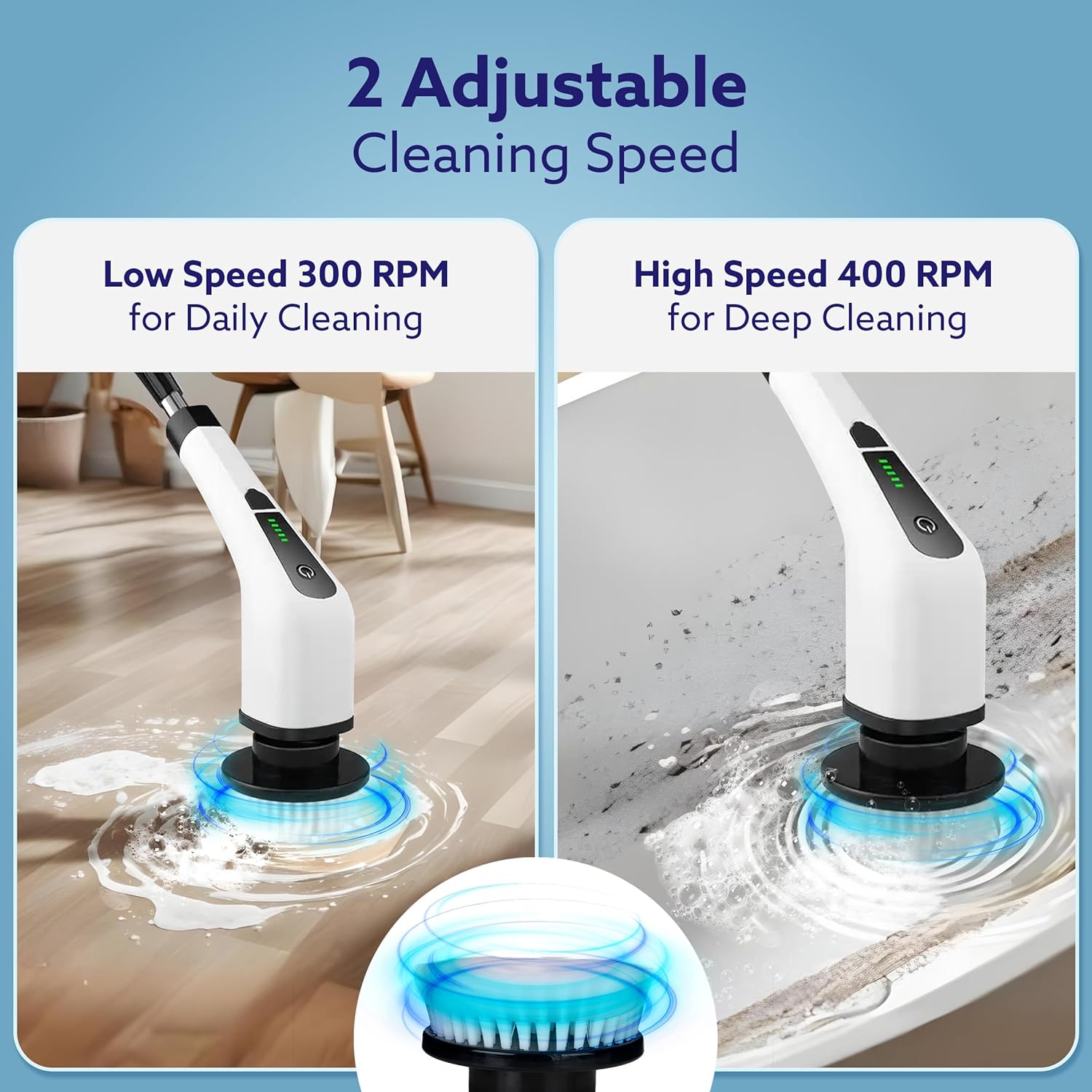 9-in-1 Cordless Electric Spin Scrubber  Brush Heads, Adjustable Handle & Dual Speed | Bathroom, Floor, Tile & Car Cleaning Brush