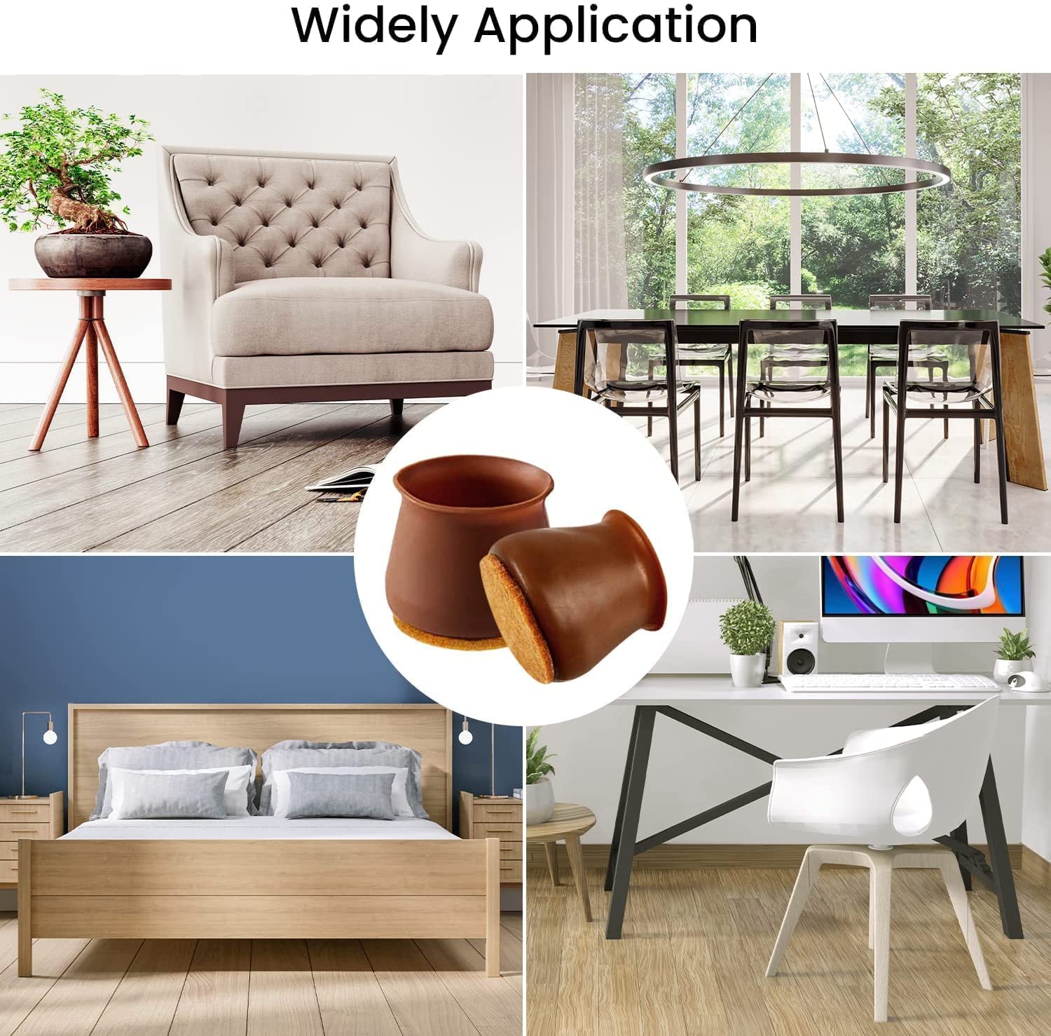 Silicone Chair Leg Caps with Soft Felt