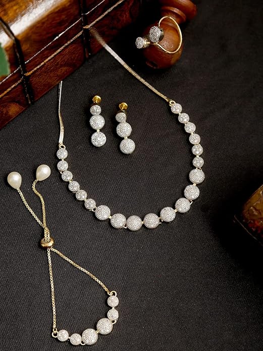 Jewellery Set for Women | Choker Necklace, Earrings, Bracelet & Ring Combo