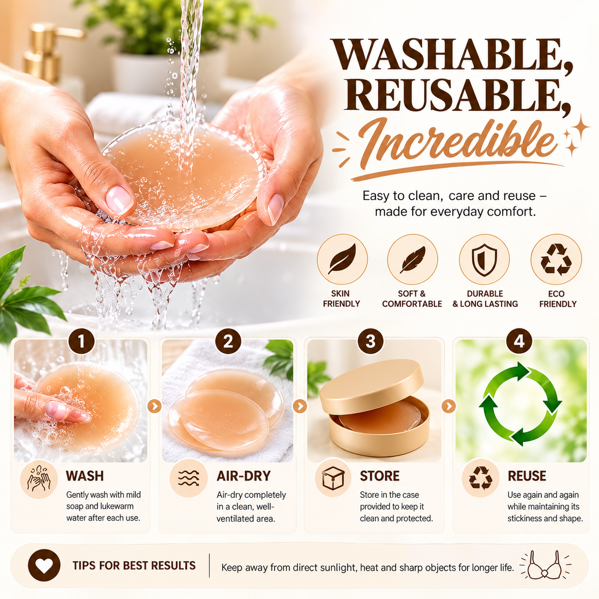 Reusable Nipple Covers for Women | Buy 1 Get 1 Free| (2 pair)