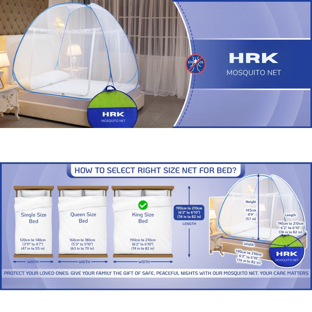 Classic Mosquito Net for Double Bed | King Size Foldable Machardani