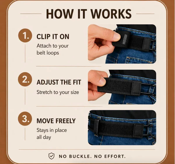 Unisex Buckle-Less Stretch Belt - Black