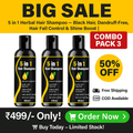 5 in 1 Herbal Hair Shampoo –combo pack 3  Black Hair, Dandruff-Free, Hair Fall Control & Shine Boost